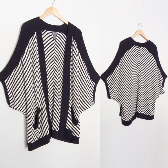 Chico's Travelers Collection Striped Cardigan Sweater Dolman Kimono Open Front L - Picture 16 of 16